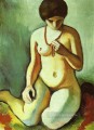 Desnudo con collar de coral Aktmit Korallen kette Expresionismo August Macke